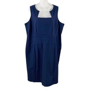 NWT Eloquii navy blue notch neck seamed sleeveless stretch sheath dress 22 R21
